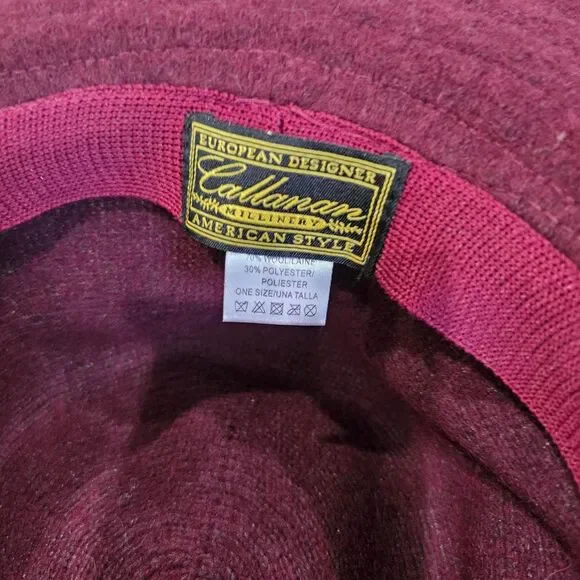 Callahan Burgundy Gothic 80s 90s wool blend hat - Picture 3 of 4